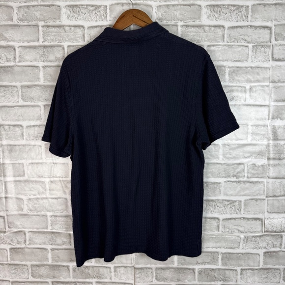 Ted Baker London Dark Navy Soft Textured Designer Polo Shirt Mens 6 / 2XL - Picture 4 of 7